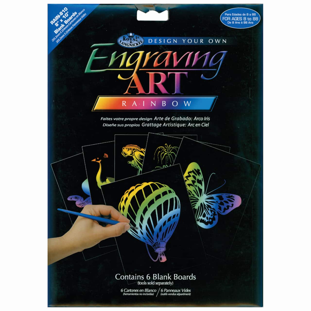 Royal & Langnickel® Engraving Art™ 8" x 10" Rainbow Foil Blank Boards, 6 Sheets